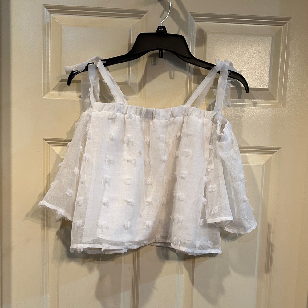 GB Girls White Textured Blouse